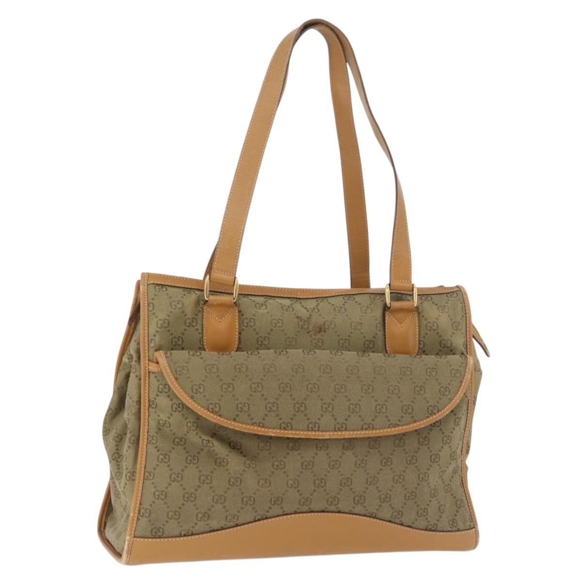 Gucci GUCCI GG Canvas Tote Bag Khaki Gold Authentic 178301