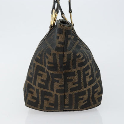 Fendi FENDI Zucca Canvas Hand Bag Brown Black gold Authentic 146809