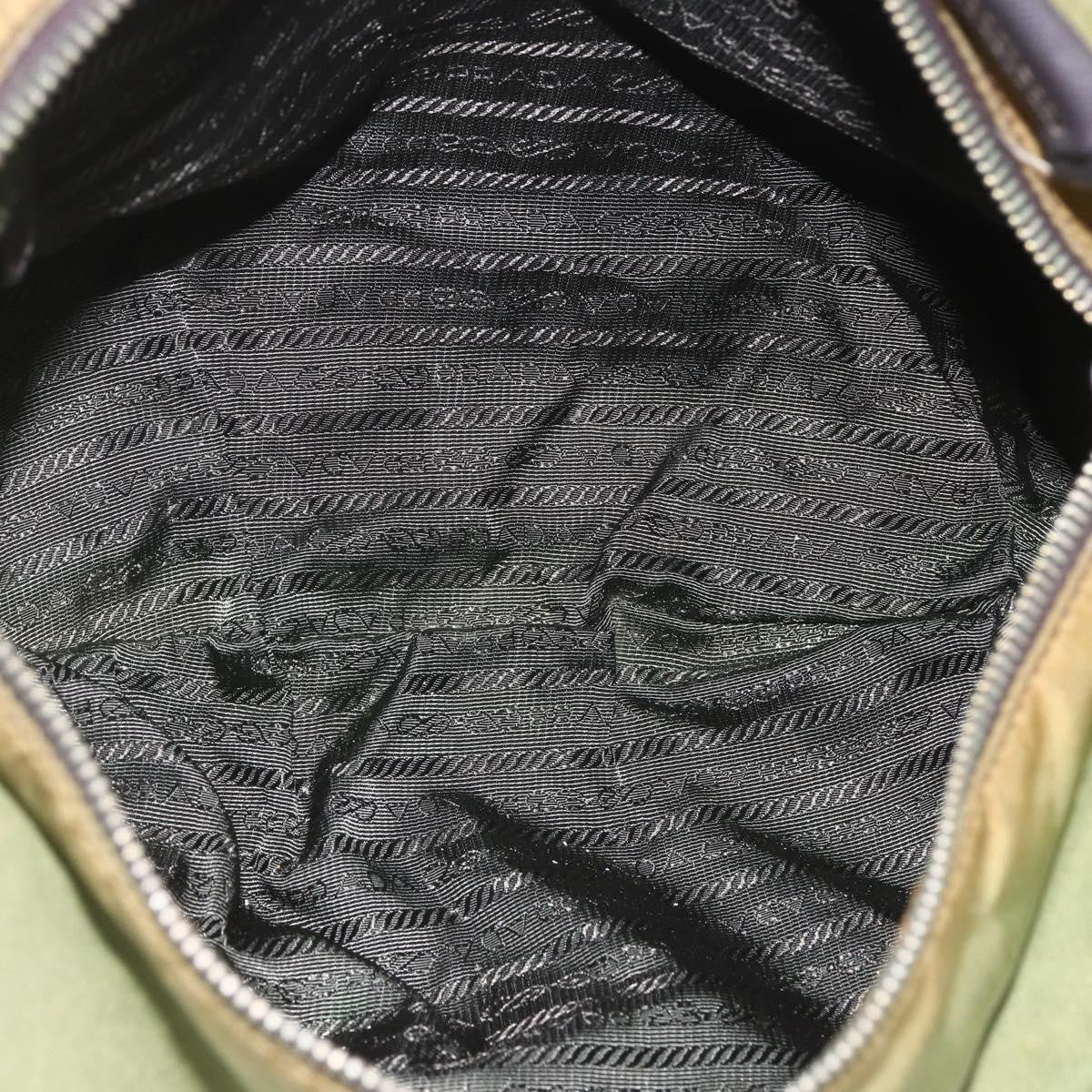 Prada PRADA Shoulder Bag Nylon Leather Khaki Gold Authentic 165173