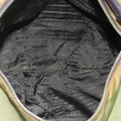 Prada PRADA Shoulder Bag Nylon Leather Khaki Gold Authentic 165173