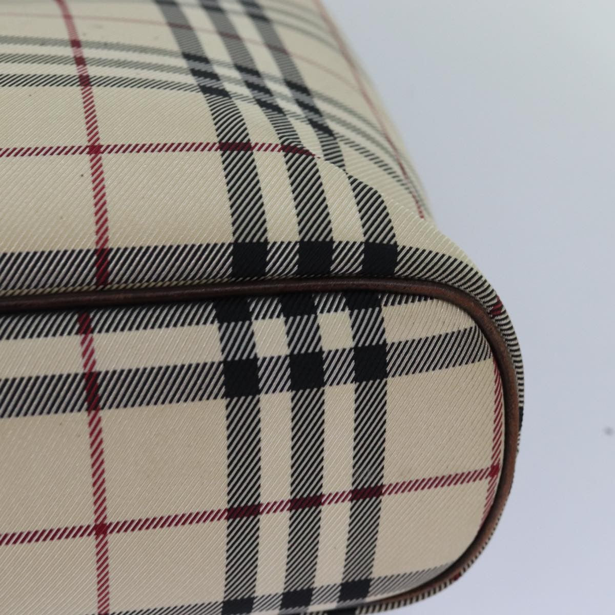 Burberry BURBERRY Nova Check Hand Bag Nylon Beige Silver Authentic 85862