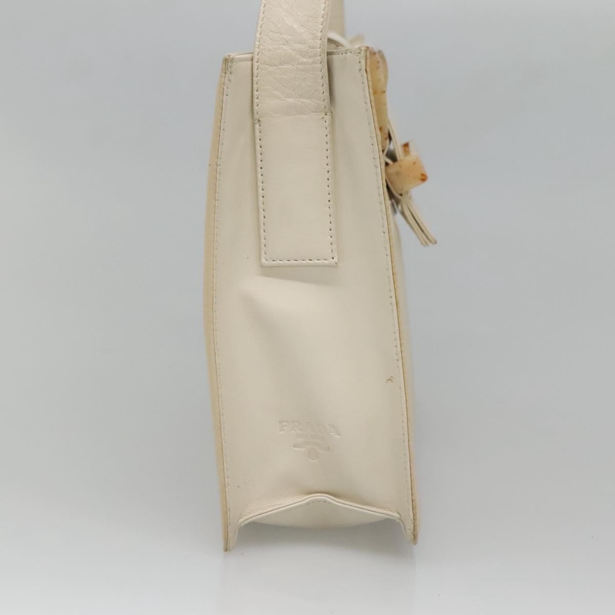 Prada PRADA Shoulder Bag Nylon Leather White Silver Authentic bs26362