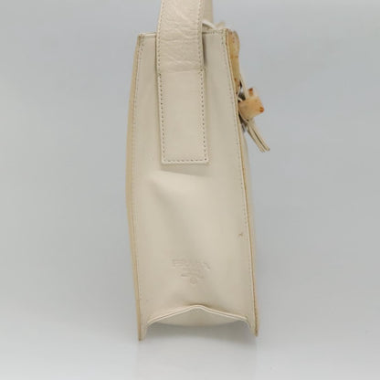Prada PRADA Shoulder Bag Nylon Leather White Silver Authentic bs26362