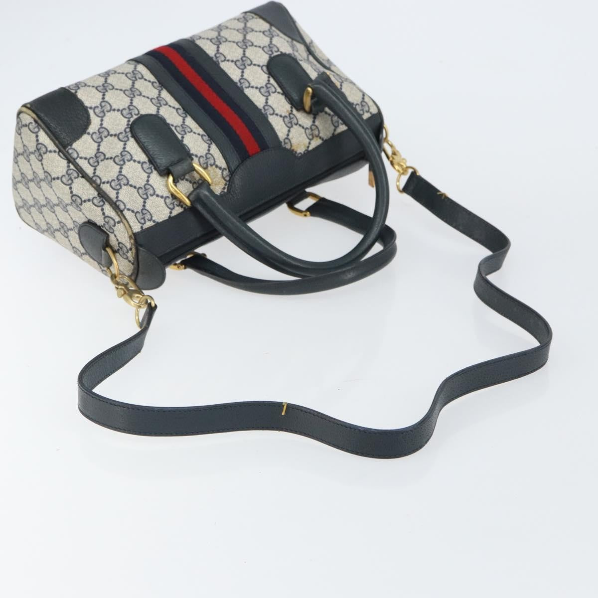Gucci GUCCI GG Supreme Sherry Line Bag PVC 2way Navy Red gold 002 39 0069 Authentic ep12291