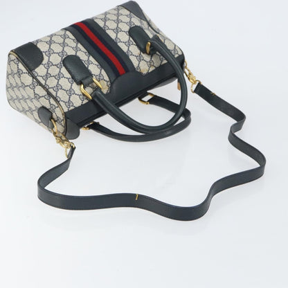 Gucci GUCCI GG Supreme Sherry Line Bag PVC 2way Navy Red gold 002 39 0069 Authentic ep12291