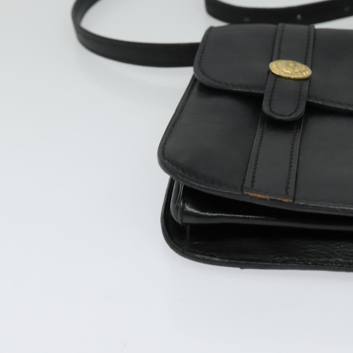 Celine CELINE Shoulder Bag Leather Black Gold Authentic 126895