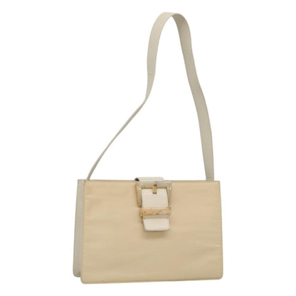 Prada PRADA Shoulder Bag Nylon Leather White Silver Authentic bs26362