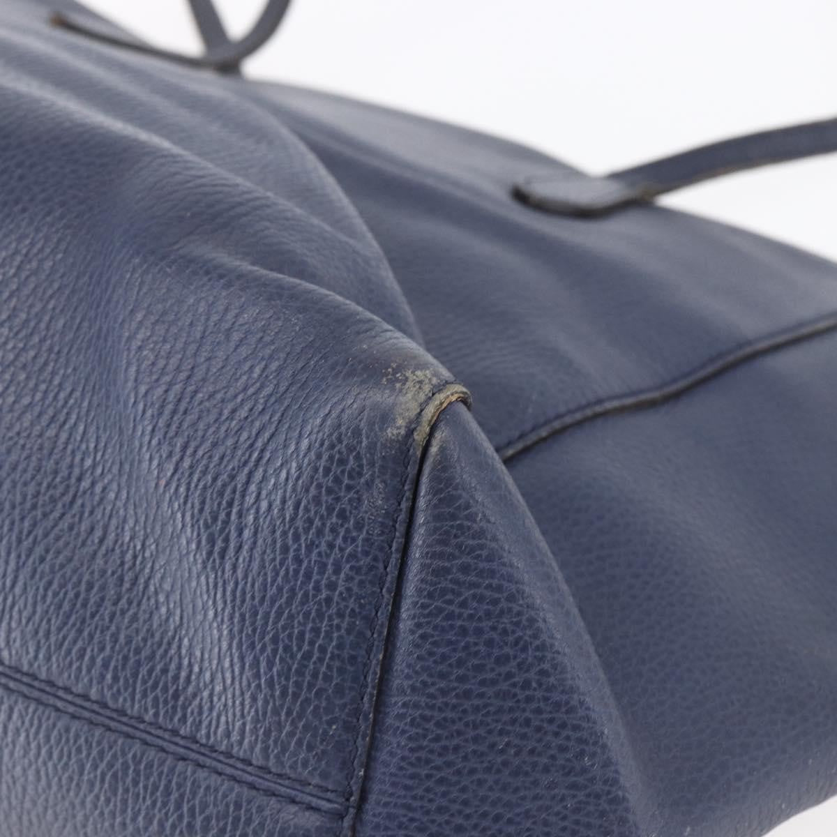 Gucci GUCCI Tote Bag Leather Navy Gold 354397 Authentic 152574