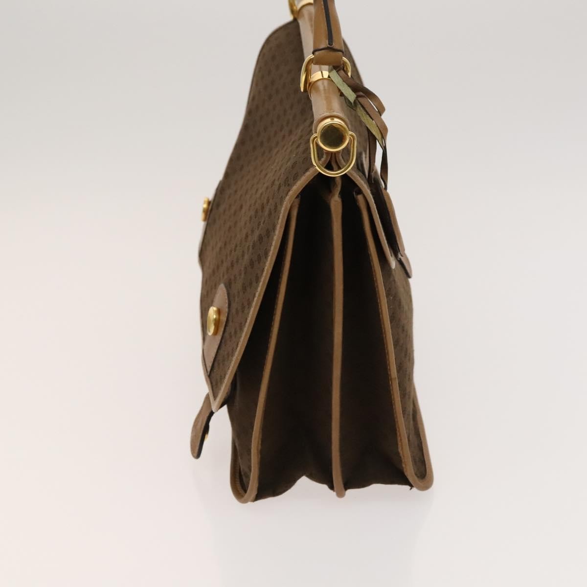 Gucci GUCCI Micro GG Canvas Hand Bag 2way Brown Gold Authentic 121561