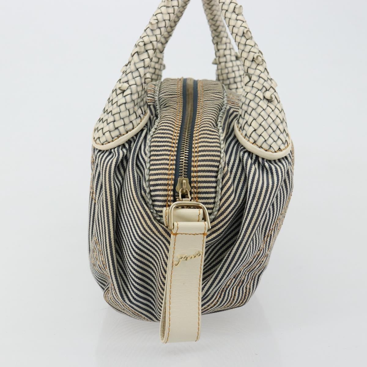 Fendi FENDI Spy Hand Bag Canvas Navy Gold Authentic bs35147A