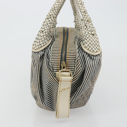 Fendi FENDI Spy Hand Bag Canvas Navy Gold Authentic bs35147A