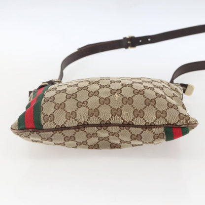 Gucci GUCCI GG Canvas Web Sherry Line Shoulder Bag Beige Gold 144388 Authentic hk3291
