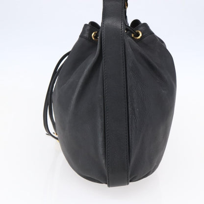 Gucci GUCCI Interlocking Shoulder Bag Leather Black Gold 223951 Authentic 152851