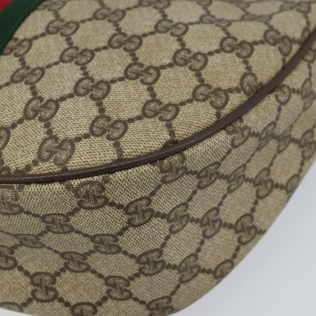 Gucci GUCCI Web Sherry Line GG Supreme Shoulder Bag PVC Beige Gold 010 378 Authentic 172377