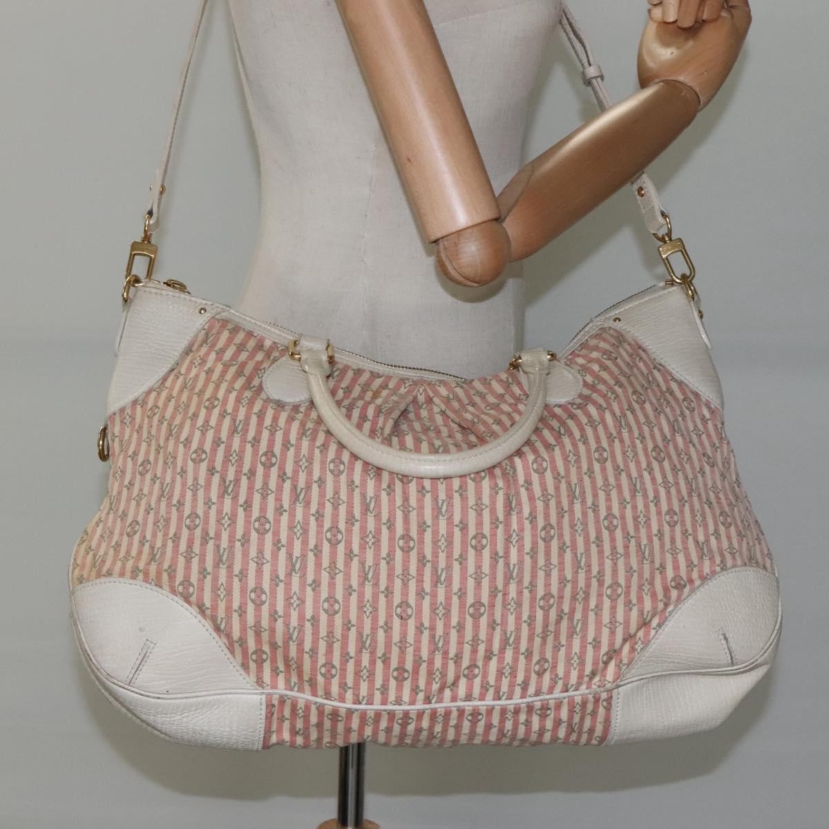 Louis Vuitton LOUIS VUITTON Mini Lin Marina GM Hand Bag Croisette 2way Pink M95493 Authentic EC192