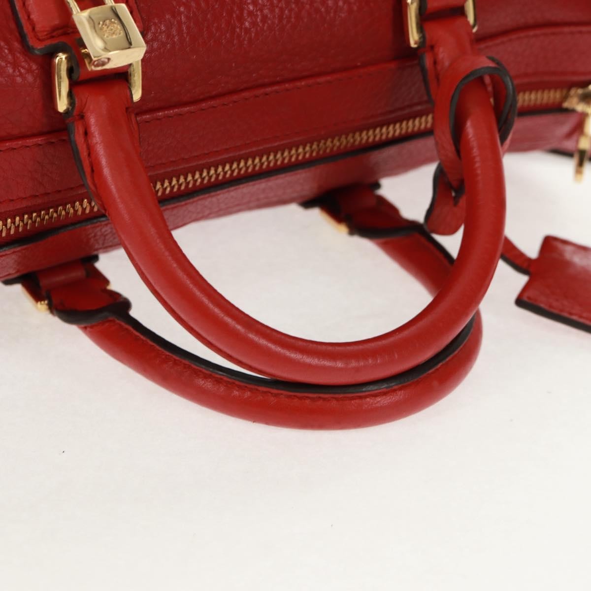 Loewe LOEWE Hand Bag Leather 2way Red Gold Authentic 160175