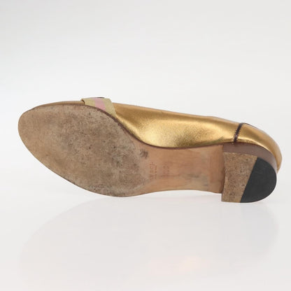 Gucci GUCCI Pumps Leather Gold Authentic ac3875 Bag