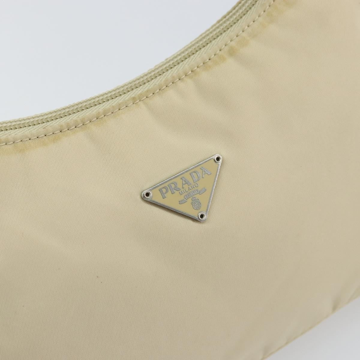 Prada PRADA Hand Bag Nylon Ivory Silver Authentic 163192