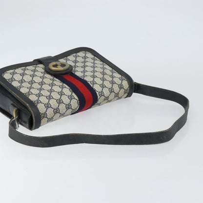 Gucci GUCCI GG Supreme Sherry Line Shoulder Bag PVC Navy Gold Authentic 160298