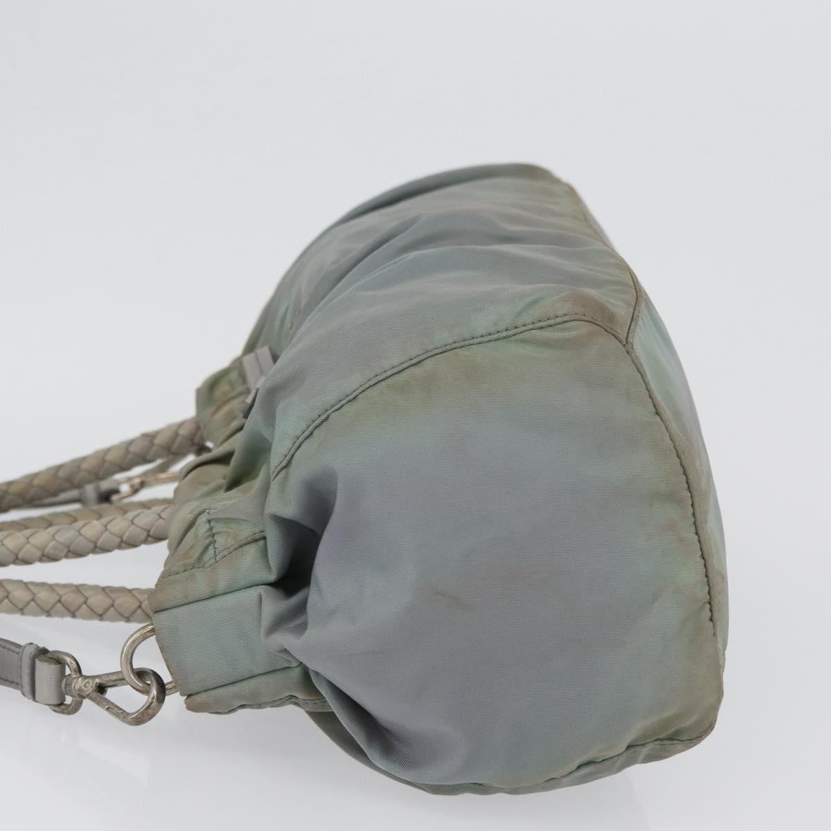 Prada PRADA Hand Bag Nylon 2way Green Silver Authentic YKZ274