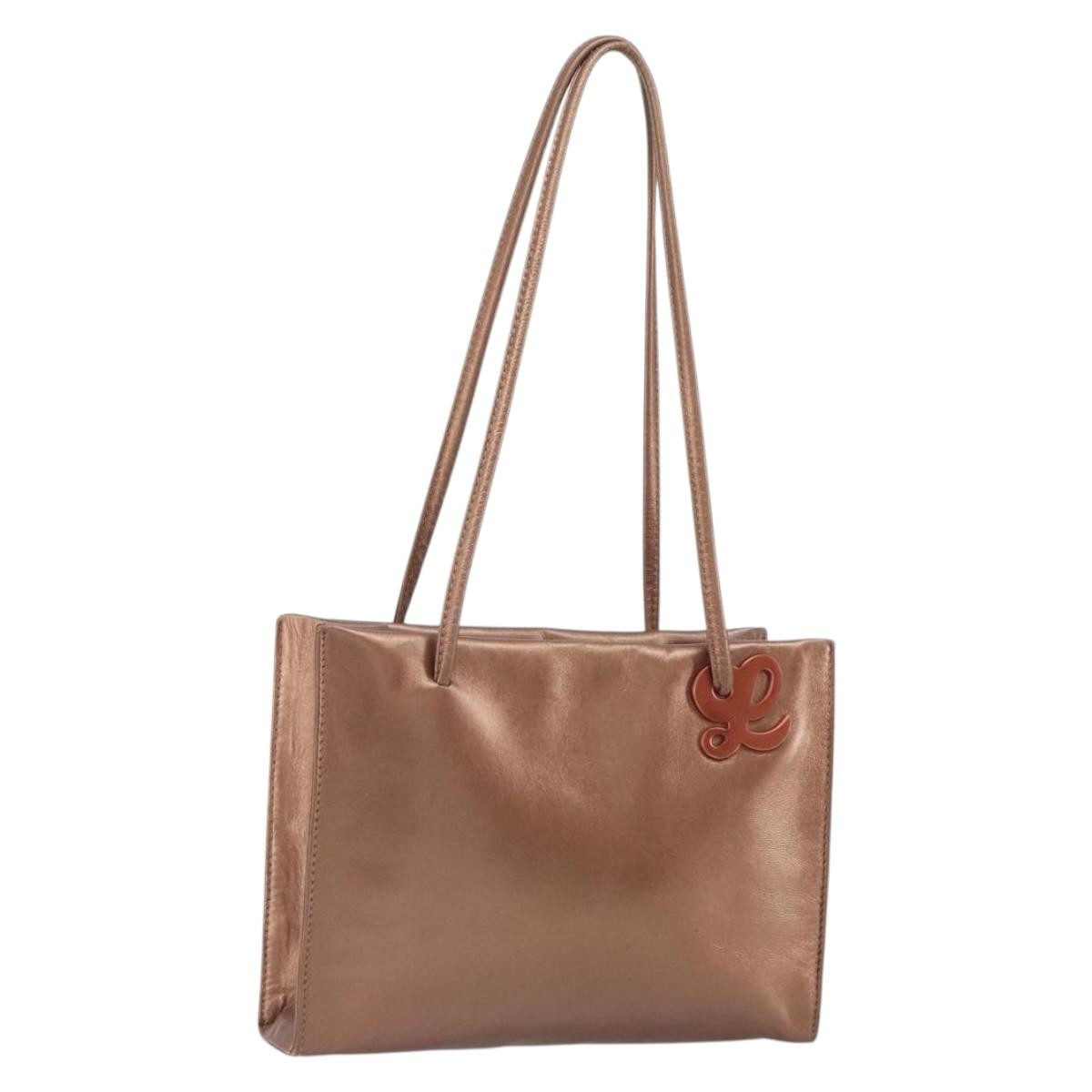 Loewe LOEWE Shoulder Bag Leather Brown Gold Authentic 162859