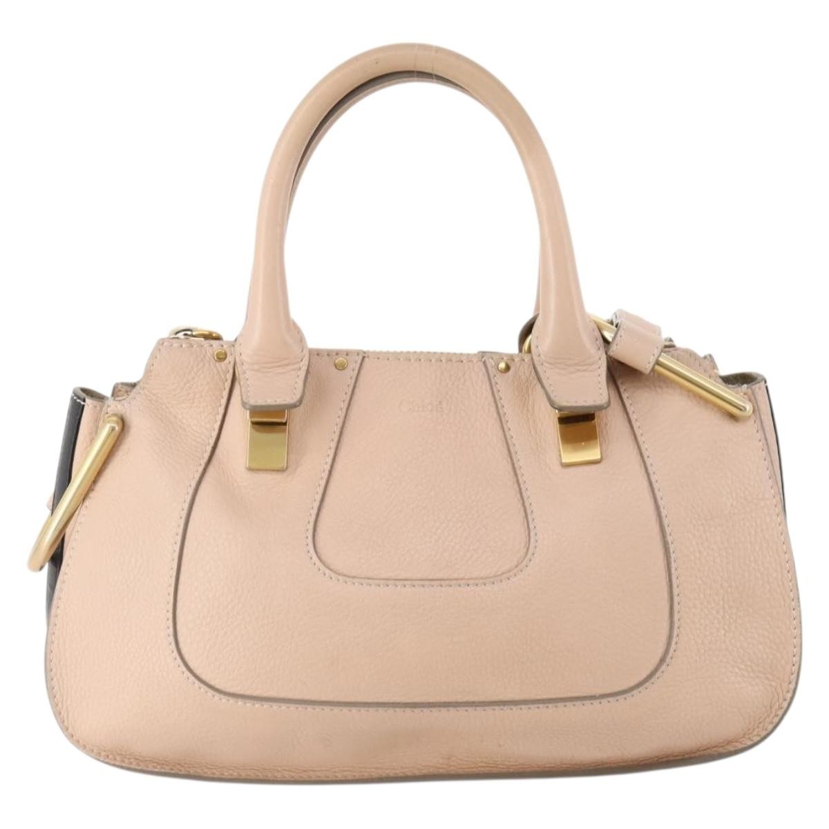 Chloé Chloé Chloe Hailey Hand Bag Leather 2way Pink Gold 02165665 Authentic YKZ911A
