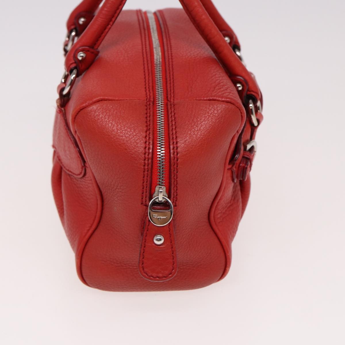 Salvatore Ferragamo Salvatore Ferragamo Gancini Hand Bag Leather 2way Red Authentic 78767