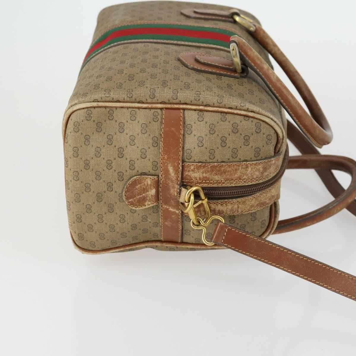 Gucci GUCCI Micro GG Supreme Web Sherry Line Bag PVC Beige 002 58 4422 Authentic 160595