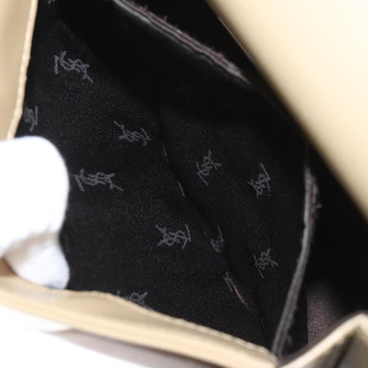 Saint Laurent SAINT LAURENT Shoulder Bag Leather Beige Silver Authentic bs23487