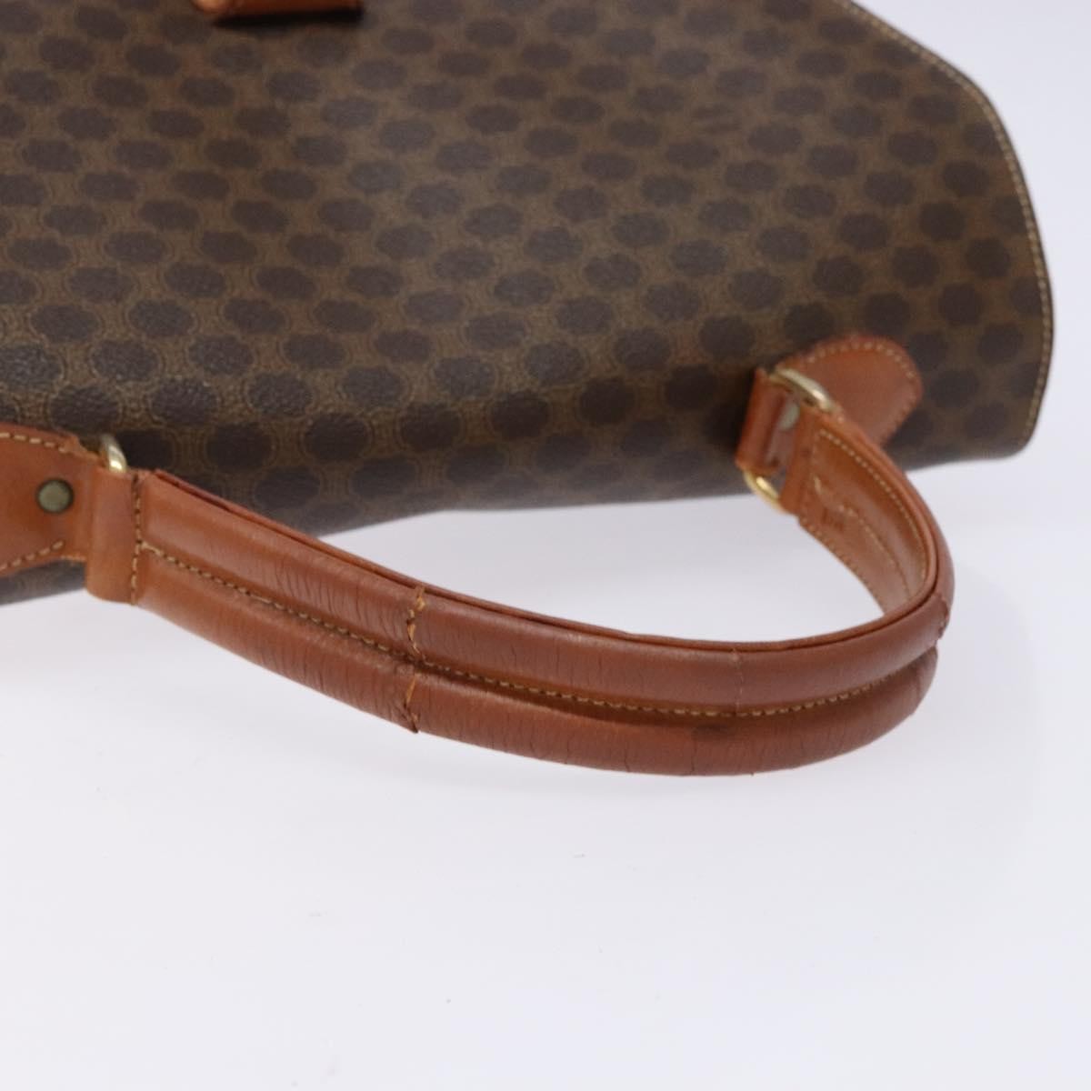Celine CELINE Macadam Canvas Hand Bag PVC Leather Brown Gold Authentic bs28733