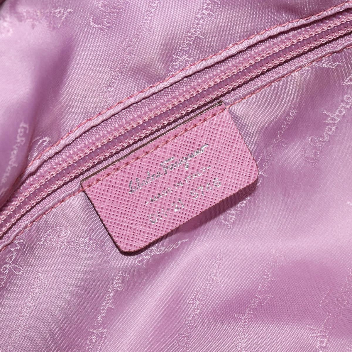Salvatore Ferragamo Salvatore Ferragamo Gancini Hand Bag Suede Leather Pink Silver Authentic bs30801