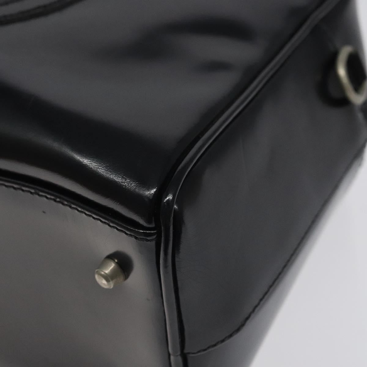 Gucci GUCCI Hand Bag Patent Leather Black Silver 000 1274 0505 Authentic ep8594