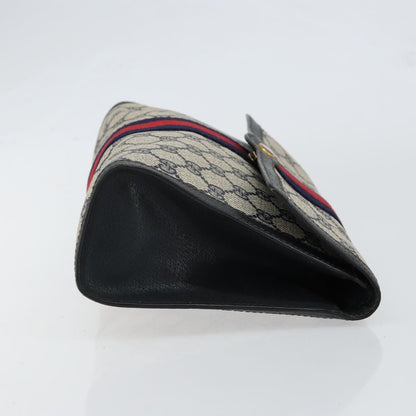 Gucci GUCCI GG Supreme Sherry Line Clutch Bag PVC Navy Red 84 01 007 Authentic 153350