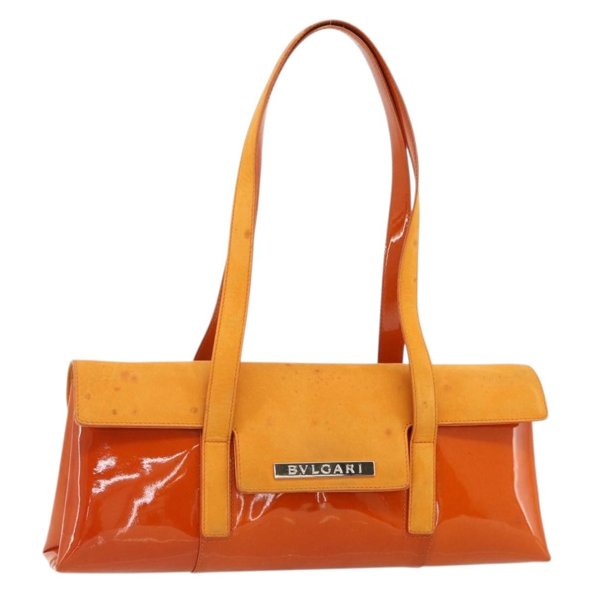 Bvlgari BVLGARI Shoulder Bag Patent leather Orange Silver Authentic BA12153A