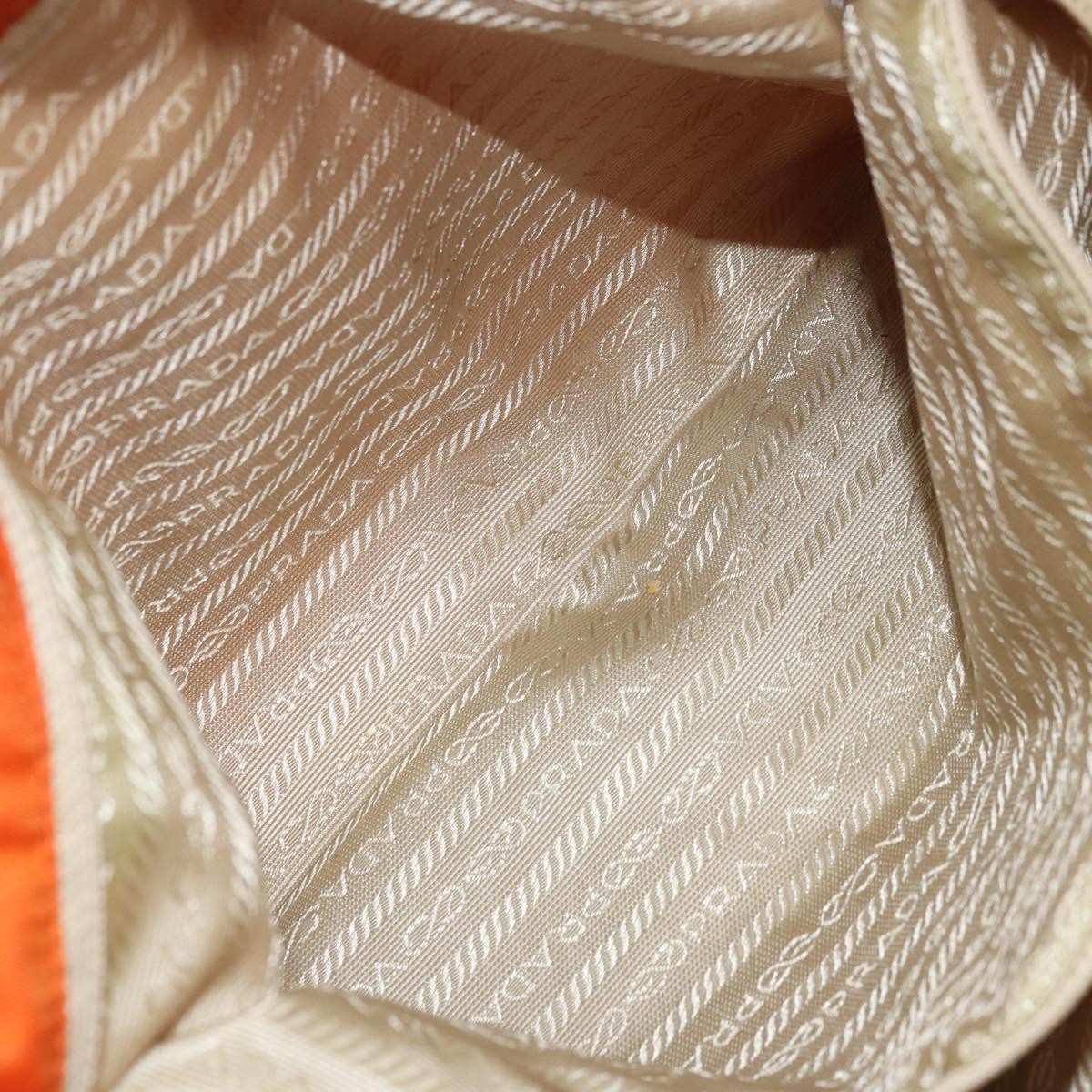 Prada PRADA Tote Bag Nylon Orange Silver Authentic 175378