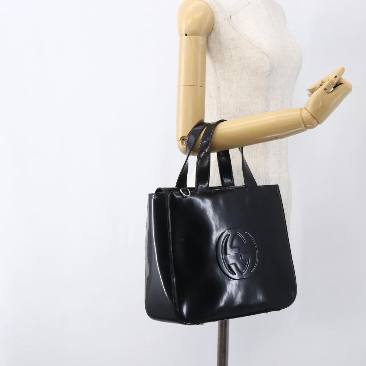 Gucci GUCCI Hand Bag Patent leather Black Silver 000 1013 0504 Authentic ka2334