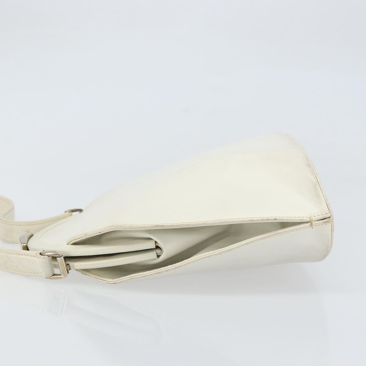 Gucci GUCCI Hand Bag Leather White Silver Authentic 170514