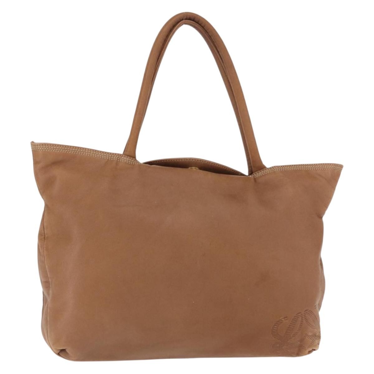 Loewe LOEWE Anagram Tote Bag Leather Brown Gold Authentic 151671