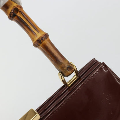 Gucci GUCCI Bamboo Hand Bag Patent leather Brown Gold 000 781 0295 Authentic 175307