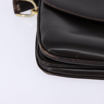 Gucci GUCCI Web Sherry Line Shoulder Bag Leather Dark Brown Gold Red Authentic ep11429