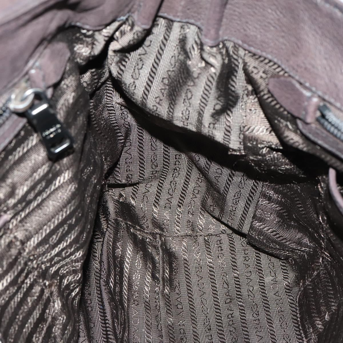 Prada PRADA Hand Bag Leather 2way Brown Silver Authentic 153083