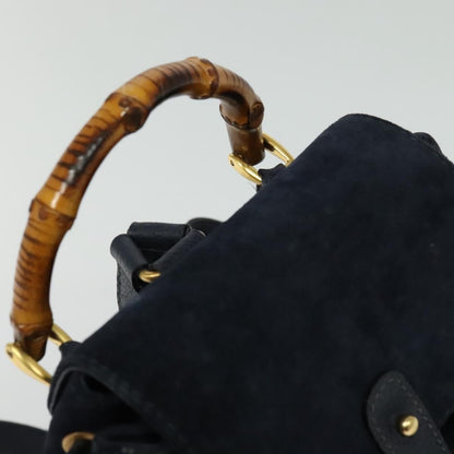 Gucci GUCCI Bamboo Backpack Suede Navy Gold 003 2034 0030 Authentic ep10733 Bag