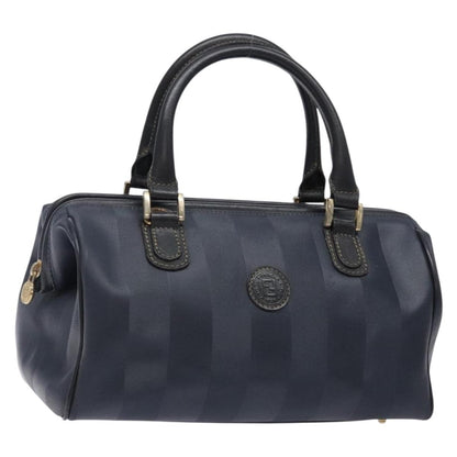 Fendi FENDI Pecan Canvas Hand Bag Navy Gold Authentic ep10858