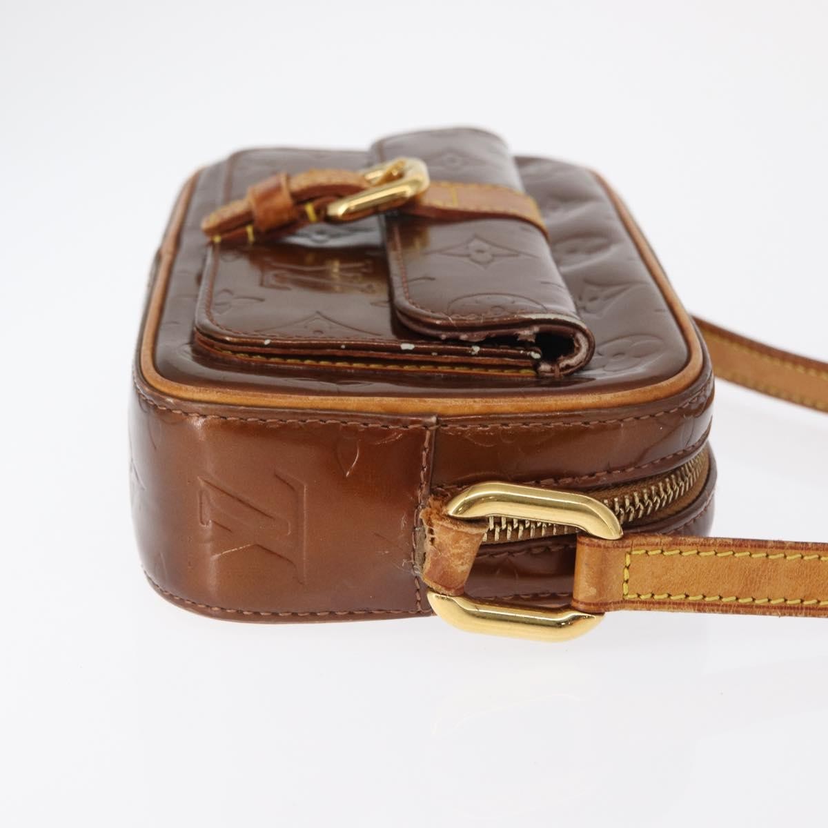 Louis Vuitton LOUIS VUITTON Monogram Vernis Christy MM Shoulder Bag Bronze M91109 Authentic 162684