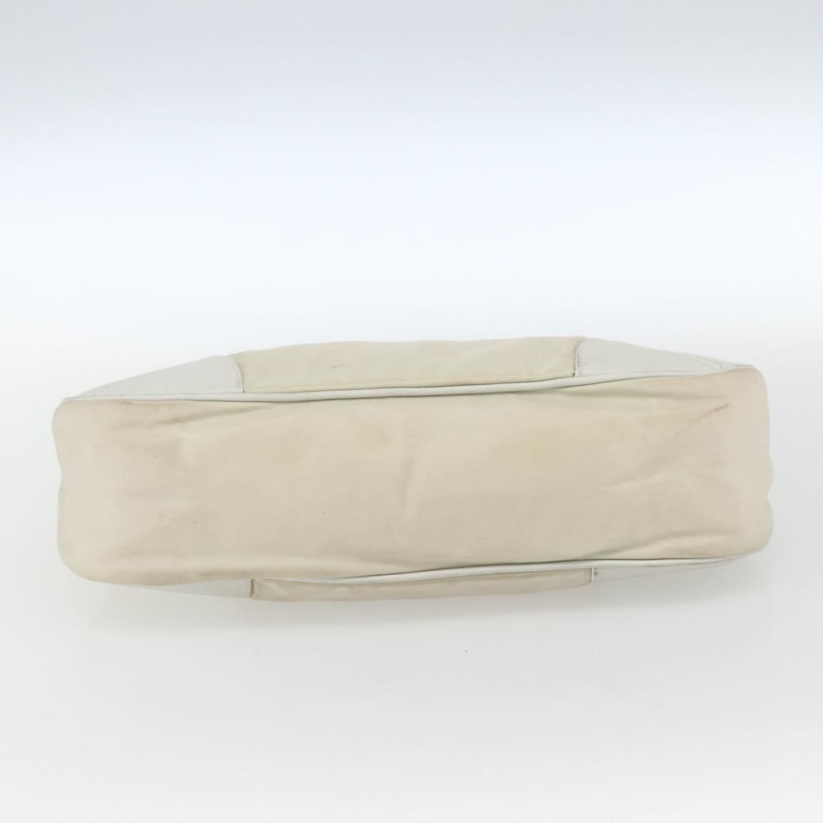 Prada PRADA Shoulder Bag Nylon Leather Ivory Silver Authentic 163087