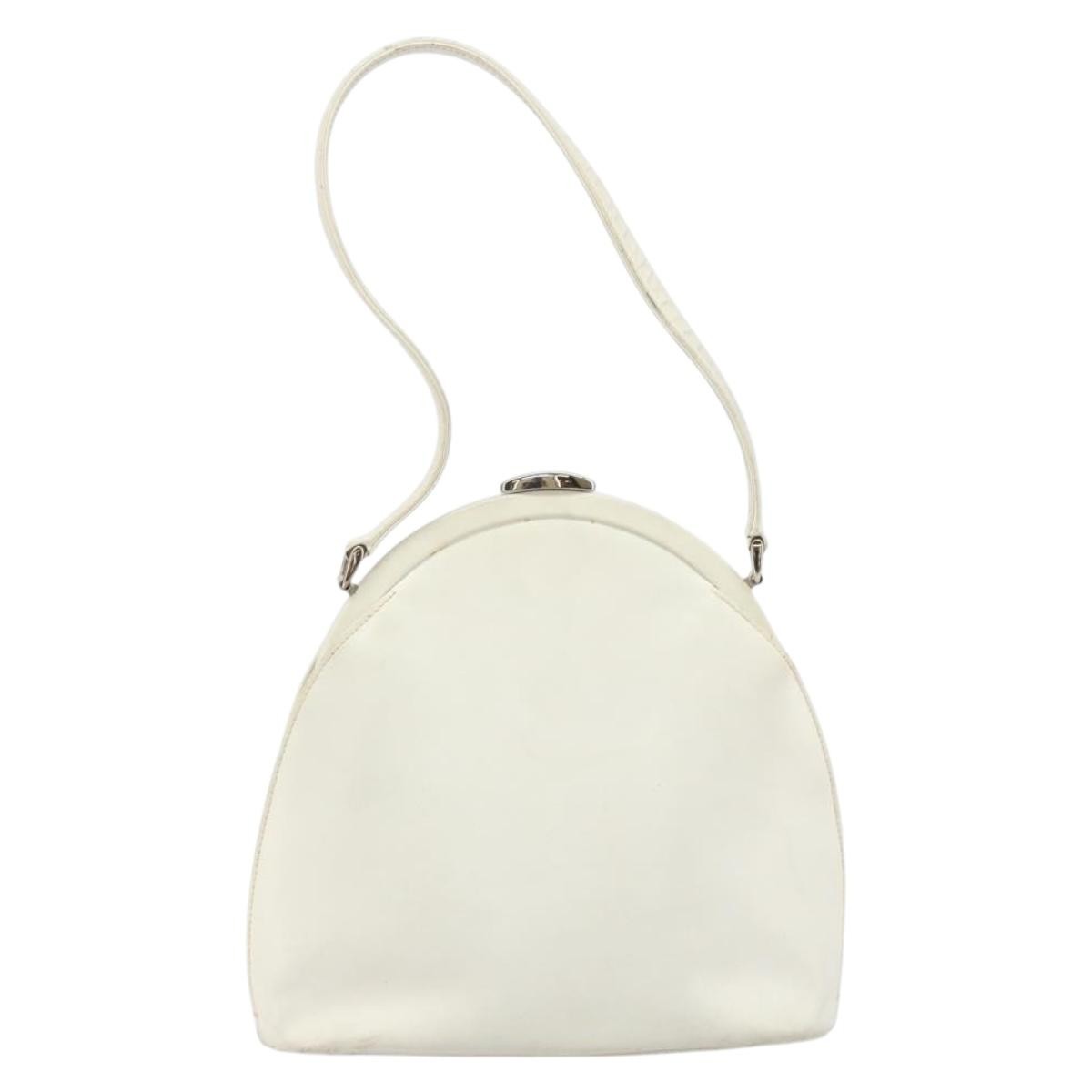 Gucci GUCCI Hand Bag Leather White Silver Authentic 170514