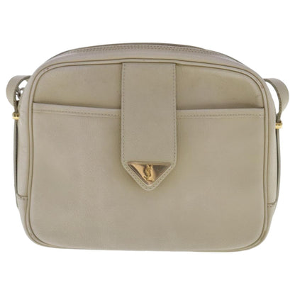 Saint Laurent SAINT LAURENT Shoulder Bag Leather Beige Gold Authentic bs19024