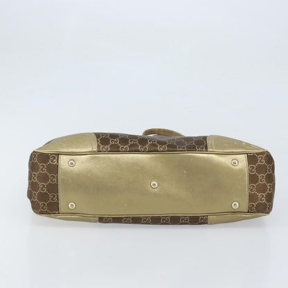 Gucci GUCCI GG Canvas Tote Bag Brown Gold 163805 Authentic LNZ740