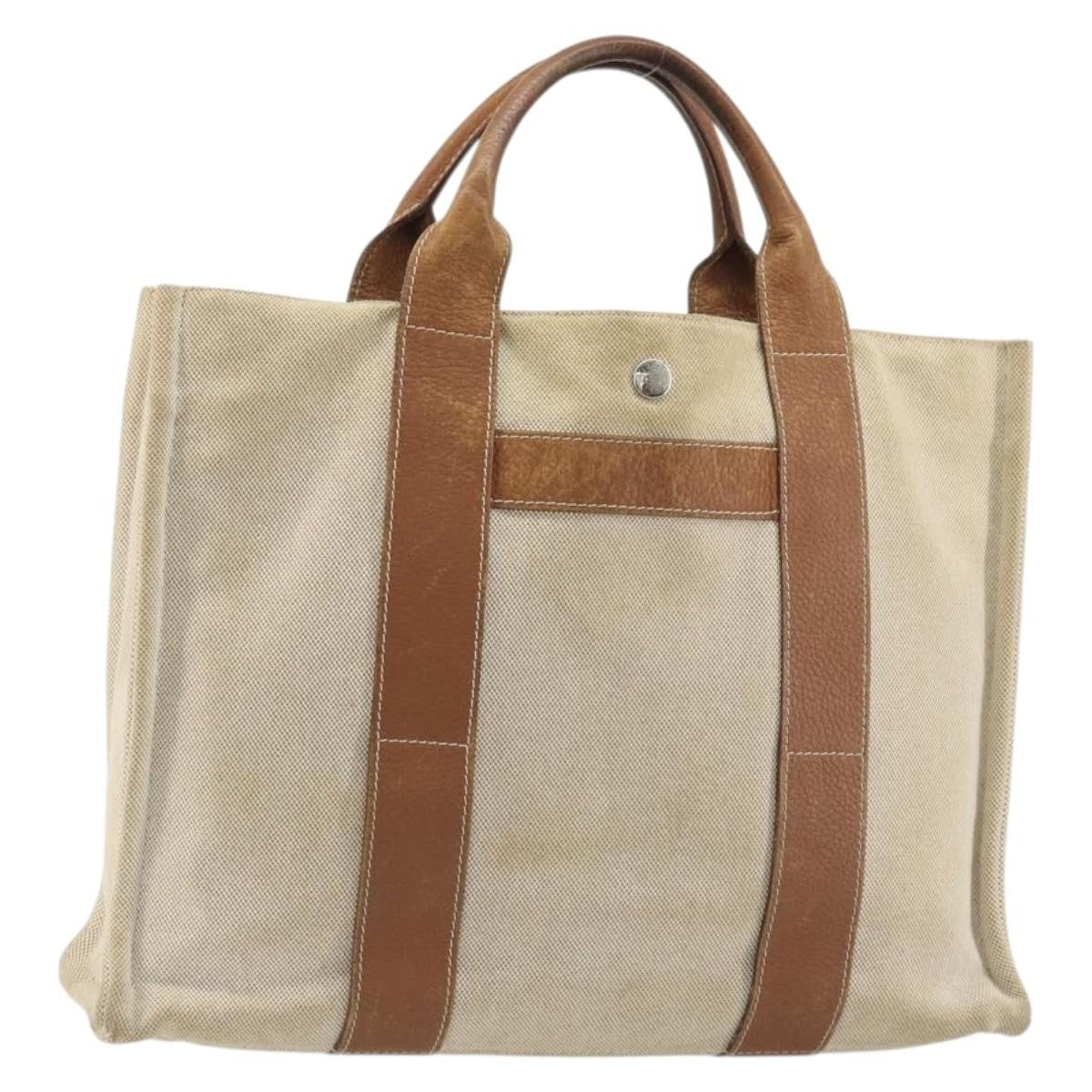 Hermès Hermès HERMES Sac Arne MM Hand Bag Canvas Beige Silver Authentic bs34423