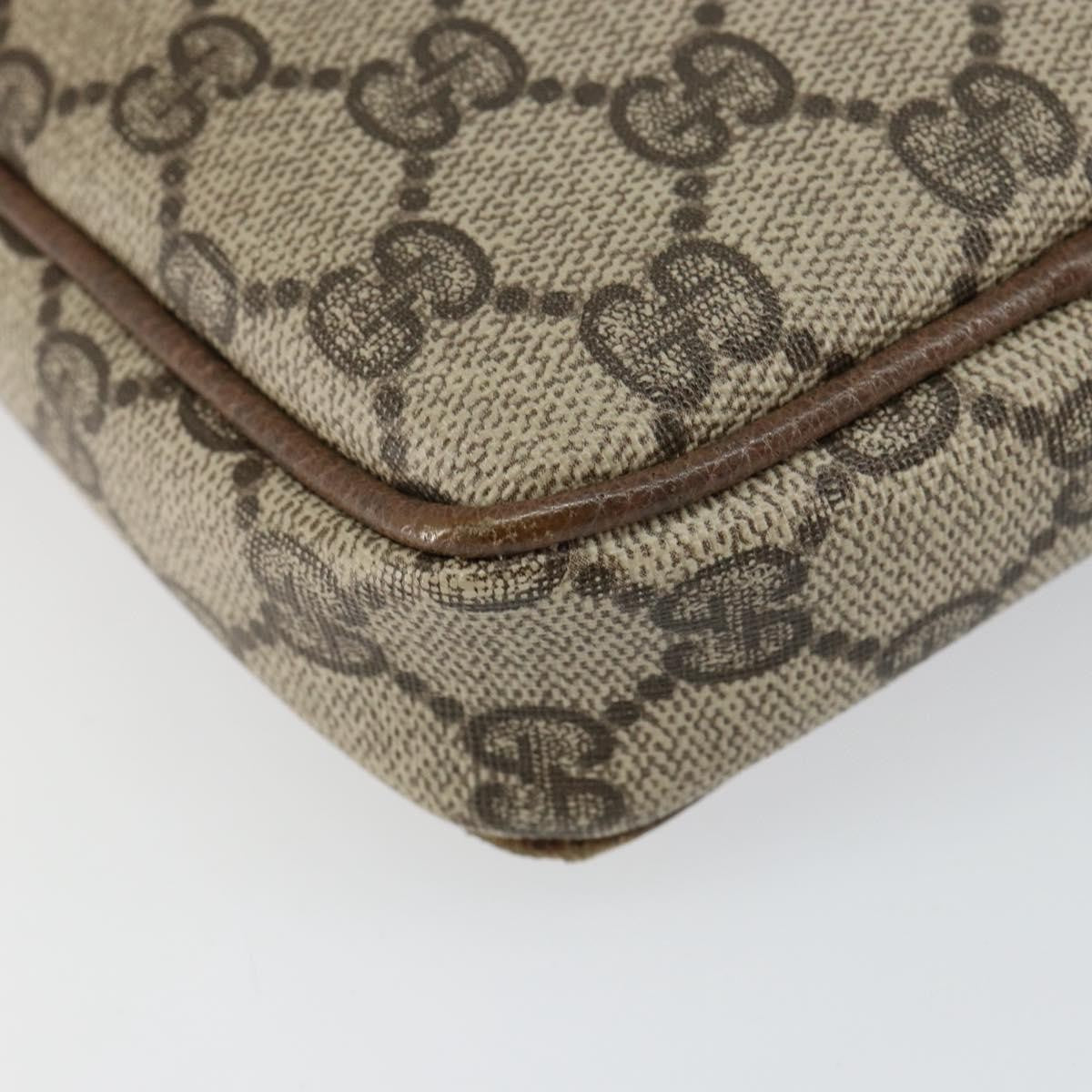 Gucci GUCCI GG Supreme Shoulder Bag PVC Beige Gold Authentic BA6562